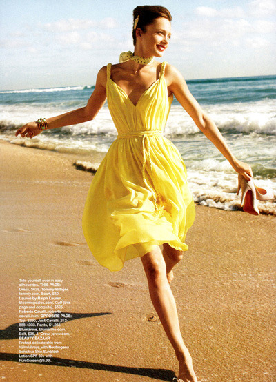 yellow dress beach